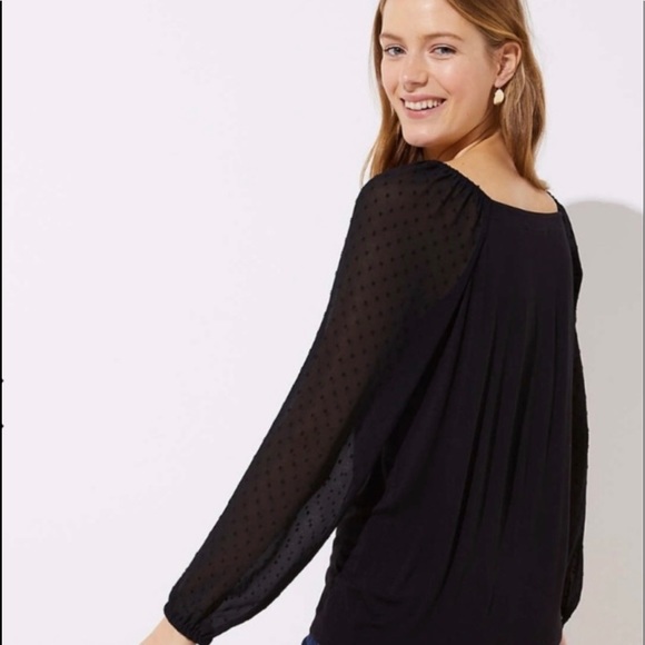 NWOT • LOFT • Black Clip Dot Off-Shoulder Blouse • - Picture 5 of 5